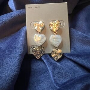 Nordstrom Heart Drop Earrings - Gold and White